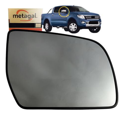 Lente Retrovisor Com Base Ranger Dir 2013 14 15 16 17 18 19 