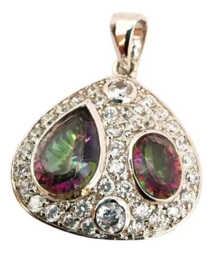 Imagen 1 de 5 de Dije Con Topacios Rainbow Y Zirconias Plata Laminada .925