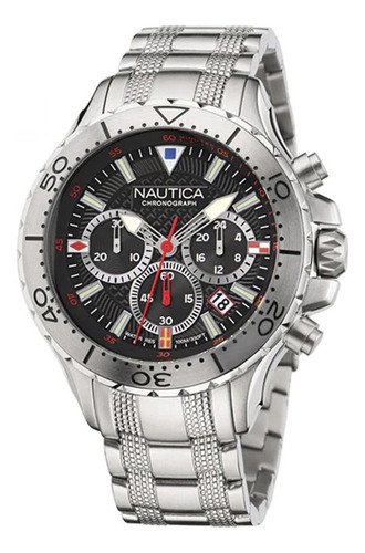 Relógio masculino Nautica Chronograph Silver Stainless Steel Napnsf204