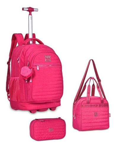 Kit Mochila Rodas,estojo,lancheira Rebecca Bonbon Rosa Clio