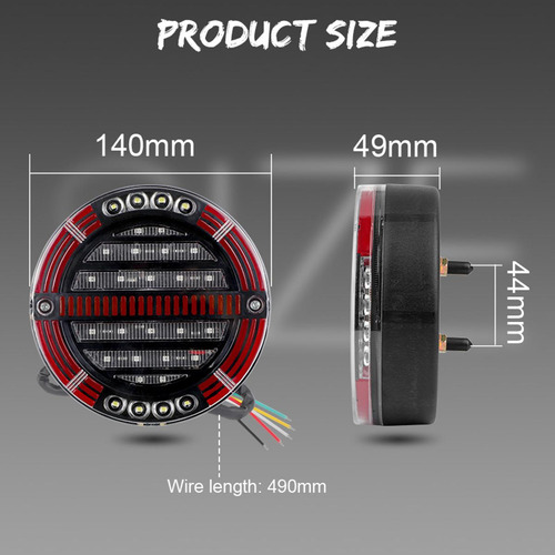 Luz Trasera Led Redonda Con Freno Y Giro Para Camión 2pzs