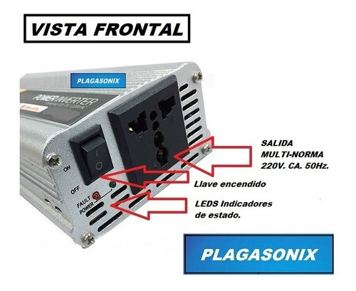 Imagen 2 de 9 de Inversor Conversor Power Inverter 2000w 12v.cc. A 220v. Ca.