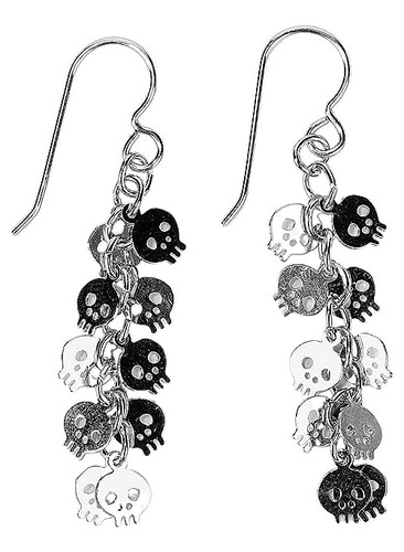 Skull Chain Tassel Dangle Earrings Fall Autumn Halloween Jew