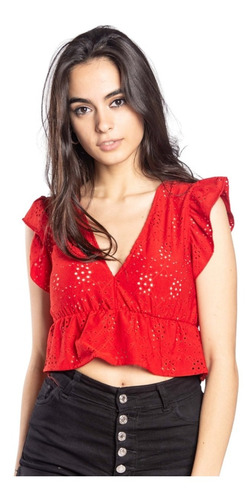 Imagen 3 de 5 de Top Broderie Elastizado Premium Moda Fiesta Fino Casual