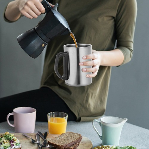 Taza De Café Aislante De Acero Inoxidable Con Asa Reutilizab