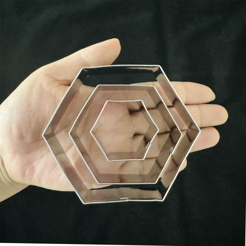 Auktosmn Hexagon Cookie Cutter Set-size 3.5 2.5 1.5-3 Moldes