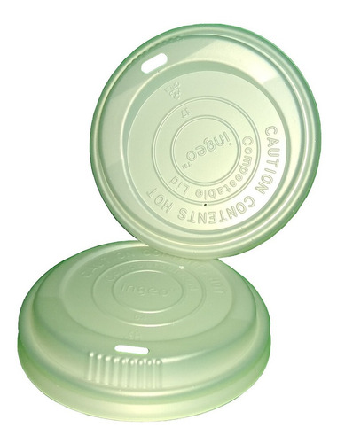 Imagen 3 de 4 de 50 Tapas Vasos Desechables 10-20 Oz. Biodegradables De Pla