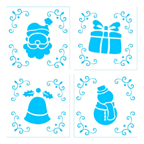 Kit 4 Mini Stencils Natal 1 Bolo Doce Decoração Bluestar