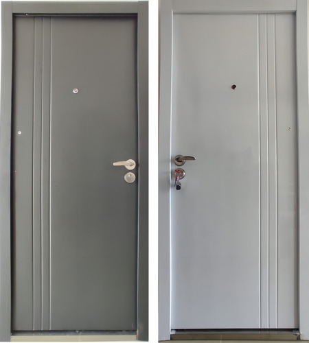 Puerta Doble Chapa De Seguridad Semiblindada De Exterior Color Negro