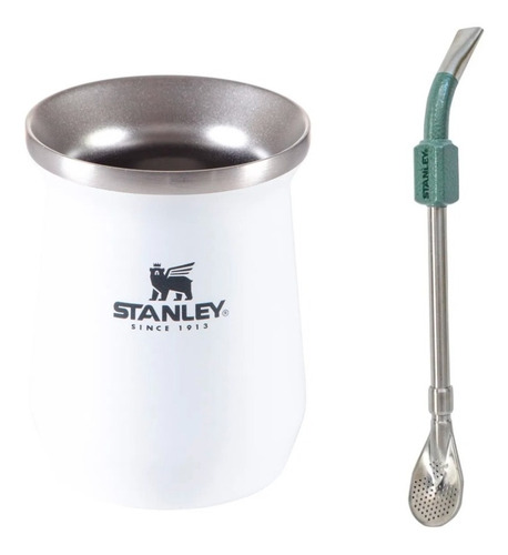 Combo Stanley Mate Blanco Y Bombilla Spoon Acero Libre Bpa