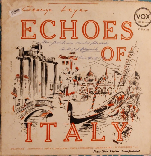 Vinilo Lp De George Feyers  -- Echoes Of Italy (xx764