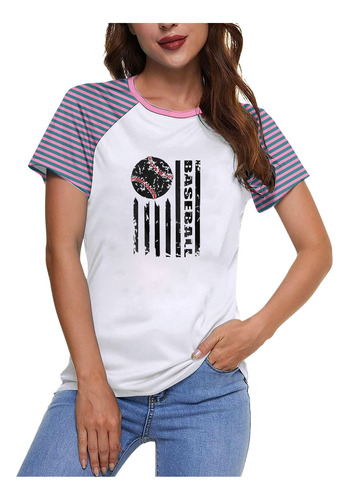 Top Casual De Moda Para Mujer Estampado Redondo Con Cuello A