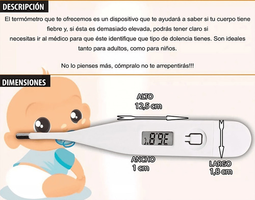 Imagen 3 de 6 de Termometro Medidor De Temperatura Digital Con Sonido Bebe