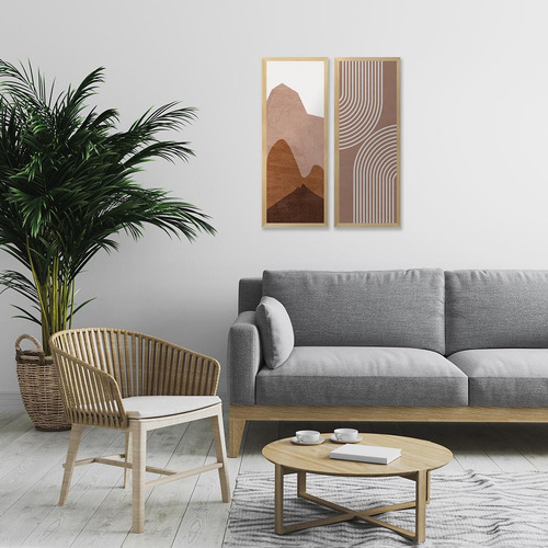Kit 2 Quadros Elegante Geométricos Linhas E Formas Para Sala
