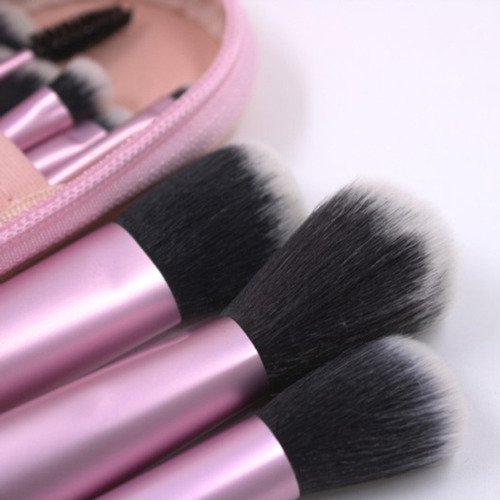 Kit Set 10 Piezas Mini Brochas De Maquillaje Compactas Negro