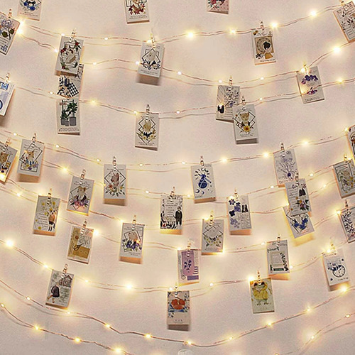 Cadena De Luces De 30 Luces De 3 M Y 30 Clips De Plástico Tr