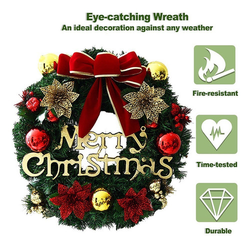 . Lazhu Christmas Wreath Hermoso Adorno Navideño For Puerta