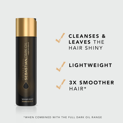 Shampoo Leve Sebastian Professional Dark Oil, 8,4 Onças.