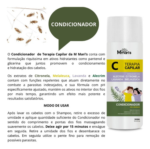 Kit Combate Piolhos E Lêndeas Mmari's Shampoo Condicionador