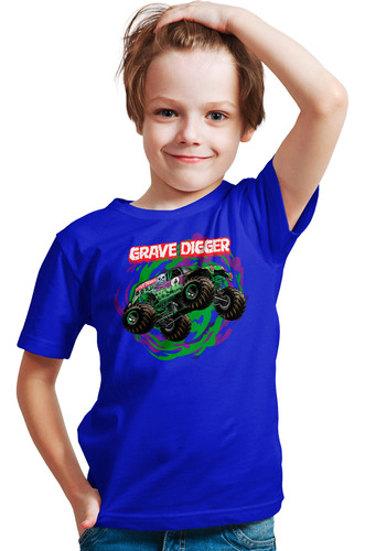 Remera Niño Monster Jam Algodón Jersey Peinado Premium