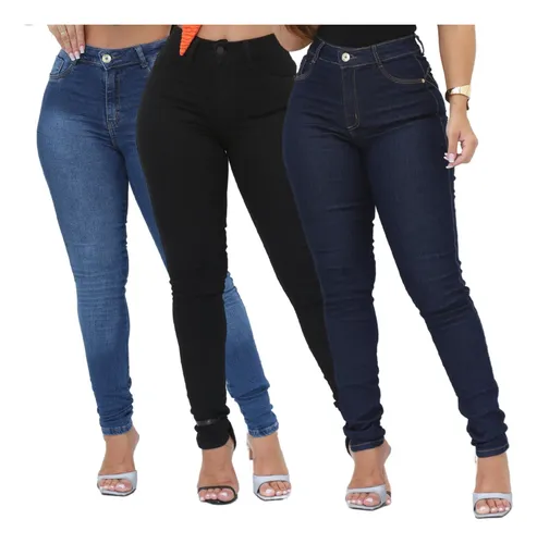 Kit De 3 Calca Feminina Moda Atacado Premiun Cintura Alta