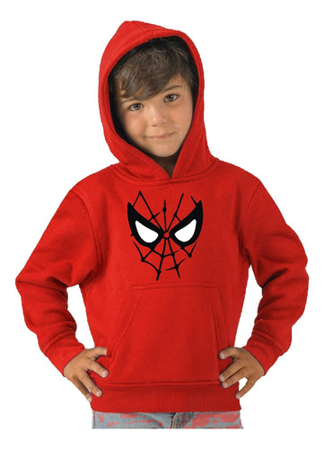 Poleron De Niño Con Capucha Spiderman Rostro + Jockey