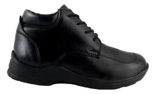 Zapatos Bota Escolar 100% Piel Arco Ortopédico Negro 1021