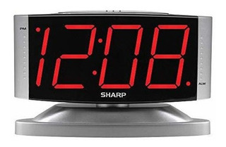 Sharp Spc033d Despertador Led Rojo Con Caja Giratoria, Plata