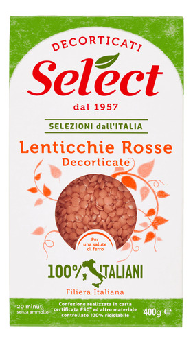 Lentejas Rosadas Peladas 100% Legumbres Italianas 400g