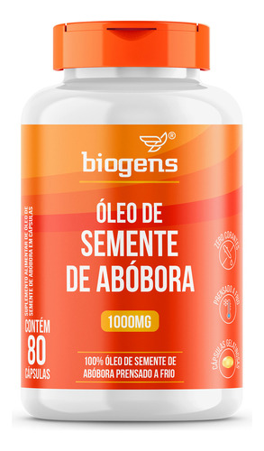Aceite de semillas de calabaza prensado en frío, 80 cápsulas, 1000 mg, sabor neutro Biogen