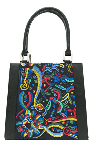 Bolsa Yaab Pineda Covalin Diseño Quetzalcóatl Uva/fucsia Seda