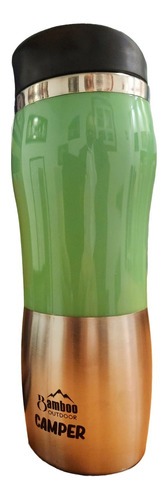 Vaso Termico Bamboo Camper 450ml Acero Inoxidable Con Tapa.