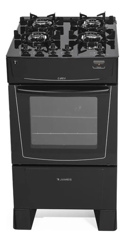 Cocina A Gas James 4 Hornallas C/mesasda Vidrio C690v Negra