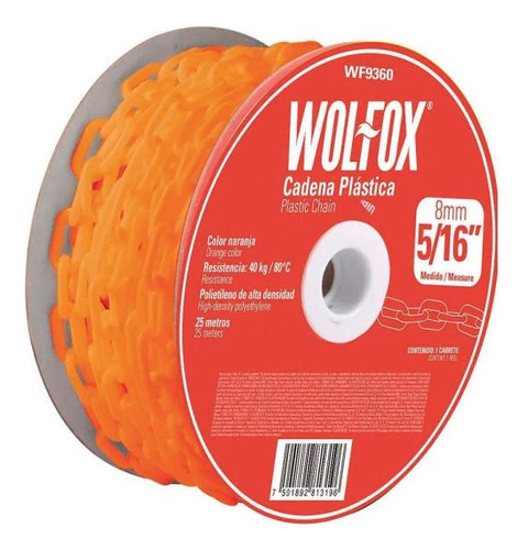 Cadena Plastica Naranja 5/16 25m Wf9360 Wolfox
