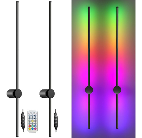 Juegos De Dos Apliques De Pared Led Rgb Control Remoto,...