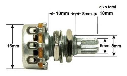Imagem 3 de 3 de Potenciômetro Alpha Kit 3 B50k 16/18 Com Center Click
