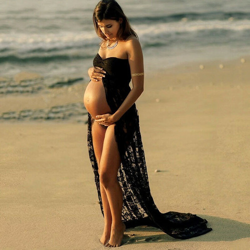 Vestido De Maxi Maternidad Embarazo Sin Tirantes Fotografía