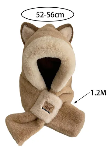 2 Bufanda Con Capucha De Felpa, Sombrero De Invierno, Caqui