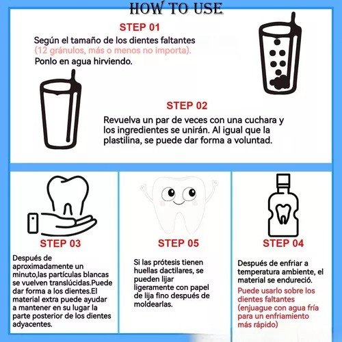 -- Perlas Reparación Dientes Postizos Dientes Gránulos 30ml