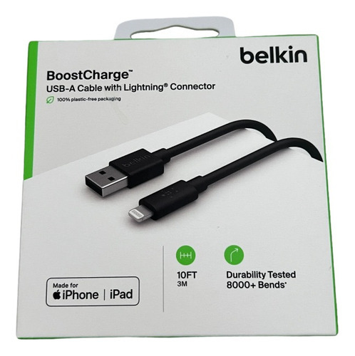 Cable Belkin Boostcharge 3m Lightning Usb-a Color Negro