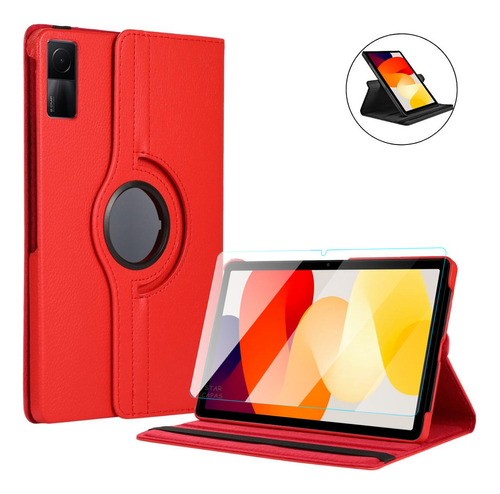 Kit Case 360° + Película De Vidro Para Xiaomi Redmi Pad Se Cor Vermelho