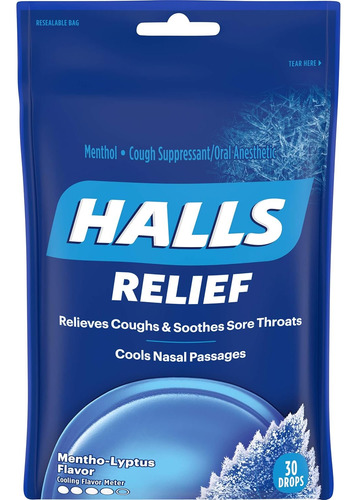 Halls Gotas Para La Tos Con Sabor A Mento-lyptus, 1 Bolsa