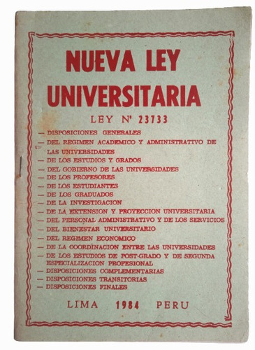 Nueva Ley Universitaria 23733 Año 1984