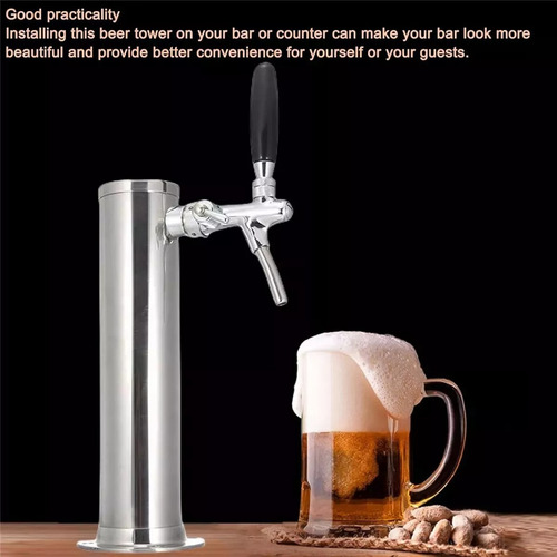 Dispensador De Torre De Cerveza De Barril Acero Inoxidable Plateado