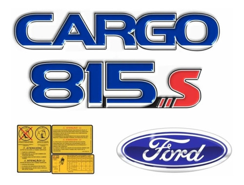 Kit Adesivos 3d Compatível Ford Cargo 815 S Caminhão Kit09 Cor Emblemas Ford Cargo 815s  - Resinado