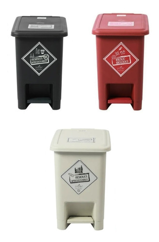 Trio Caneca 8 Lt Pedal Cuadrada