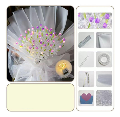 Kit De Ramo De Tulipanes Diy, Decoraciones De Ramo Púrpura