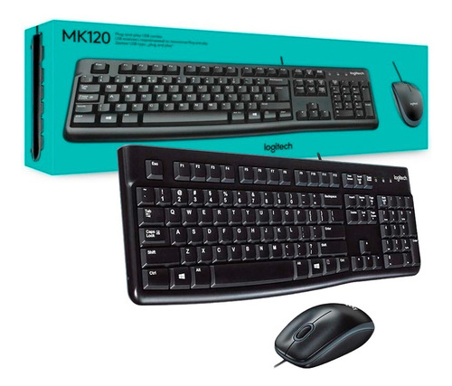 Kit Teclado Y Mouse Logitech Mk120 Español Color Negro Usb