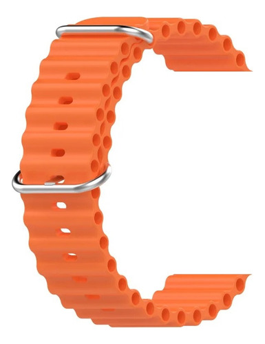 Pulseira Compatível Kiwitime Hello Watch 3 Silicone Oceano Cor Laranja 42 ao 49mm