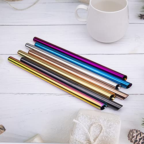 Reusable Metal Boba Smoothies Drinking Straws 0.5'' ex...